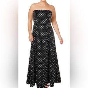Lauren Ralph Lauren polka dot strapless dress size 8 HAS POCKETS